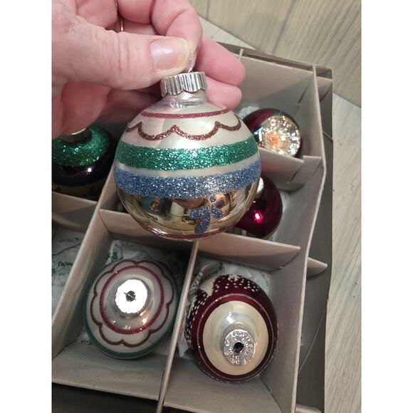 Christopher Radko Shiny Brite 8 Christmas Ornaments Mixed Frosted Reflector Read - Picture 11 of 13